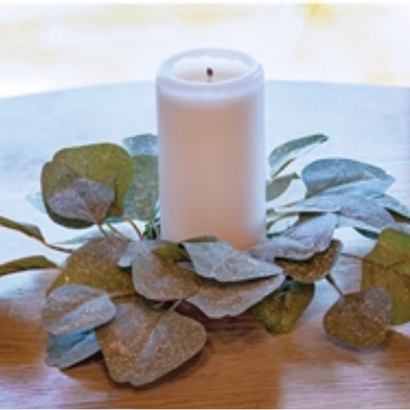 *Frosted Dollar Eucalyptus Candle Ring, 3.5” - Picture 10 of 15